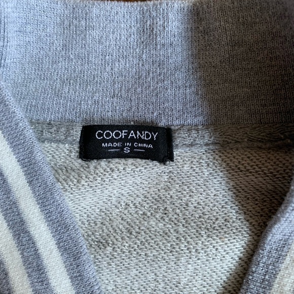 Men’s Coof Andy grey and white Varsity Bomber Jacket, size small - Picture 9 of 10